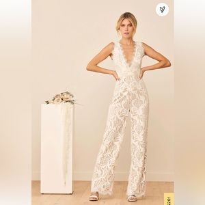 Lulus Enamored With You White Lace Wide-Leg Jumpsuit | Bridal